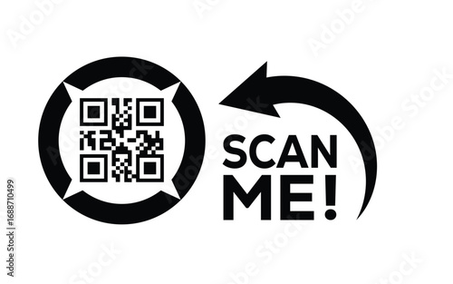 QR code scan icon set. Scan me frame. QR code scan for smartphone. QR code for mobile app, payment and identification. Vector illustration.