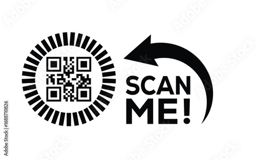 QR code scan icon set. Scan me frame. QR code scan for smartphone. QR code for mobile app, payment and identification. Vector illustration.