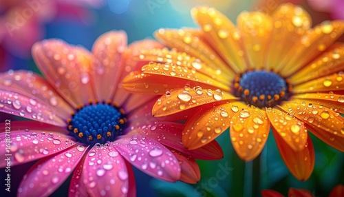 Gerbera daisy merah dan merah muda, bunga musim semi