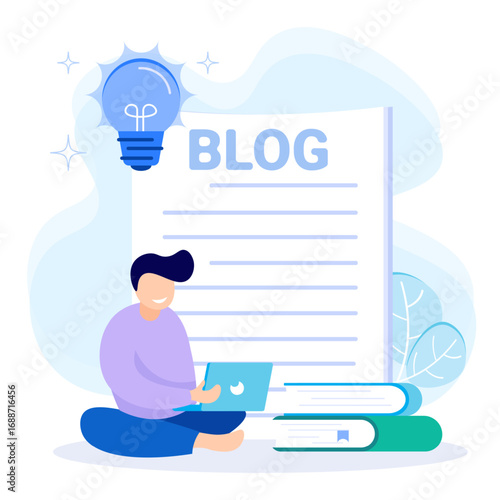 Illustration vector graphic cartoon character of blogging