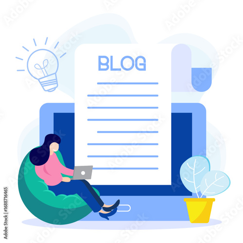 Illustration vector graphic cartoon character of blogging
