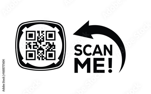 QR code scan icon set. Scan me frame. QR code scan for smartphone. QR code for mobile app, payment and identification. Vector illustration.