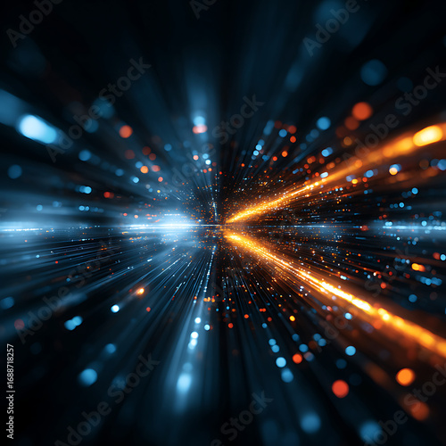 Dynamic digital data streams with vibrant light effects, perfect for technology, innovation, and modern design projects