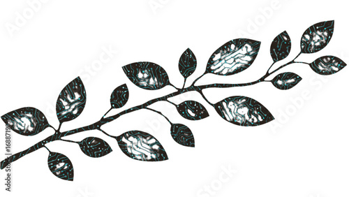 Organic Vector Shapes with Circuit Patterns, Nature and Technology Fusion, Minimal 3D Illustration, Silhouette on Transparent Background