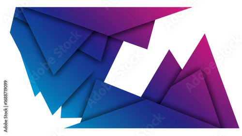 Futuristic Origami Abstract Shapes with Layered Gradients and Shadows, Folded Paper Vector Illusion, Minimal 3D Illustration, Silhouette on Transparent Background