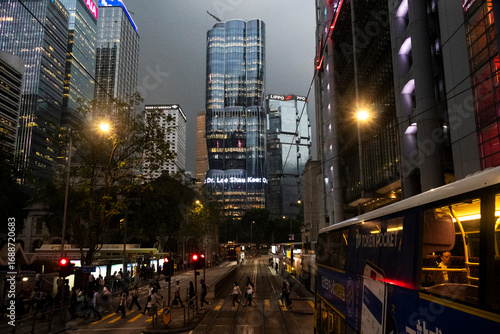 Canvas Print View landscape building skyscraper cityscape house of HongKong city and nightlif