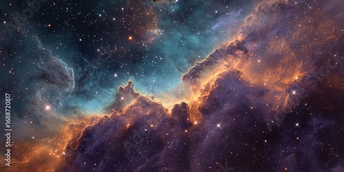 Vast cosmic nebula, vibrant hues of space