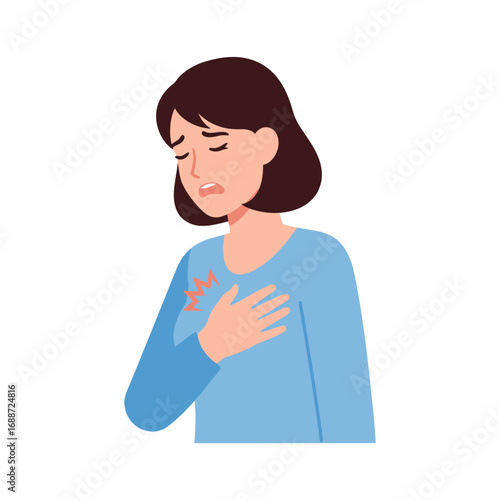 Woman in Distress on White Background, Flat Vector Illustration