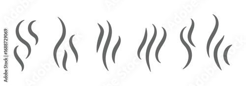 Steam icon set isolated on white background. Collection of steam icon for design template, smell sign, wave logo and smoke symbol. Creative abstract concept, vector illustration
