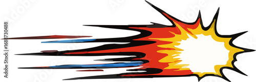 Dynamic burst of explosive energy with vibrant colors, illustrating rapid motion and impactful force, perfect for action-oriented designs and digital media projects