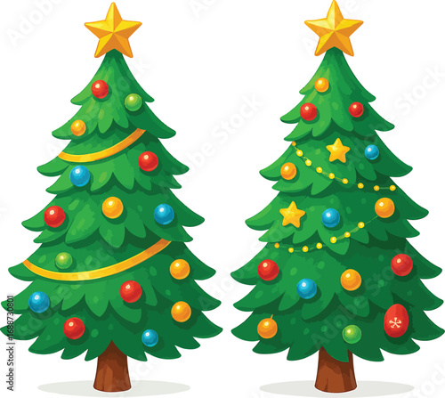 Christmas ornaments and elements xmas decoration isolated in white background.