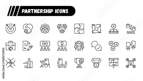 Collection of Partnership Icons for Business Collaboration