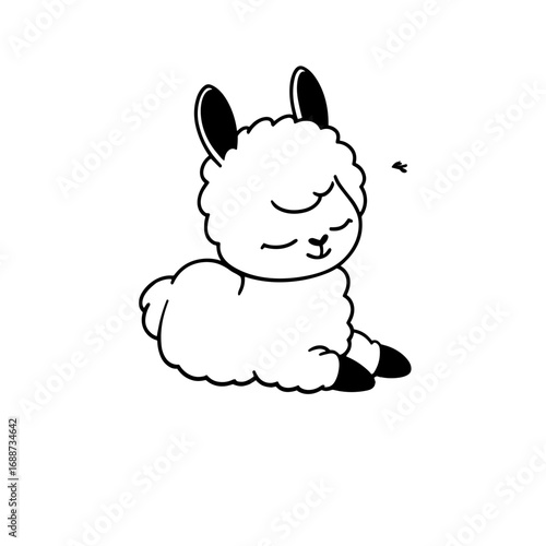 alpaca. alpaca simple black and white line art vector logo