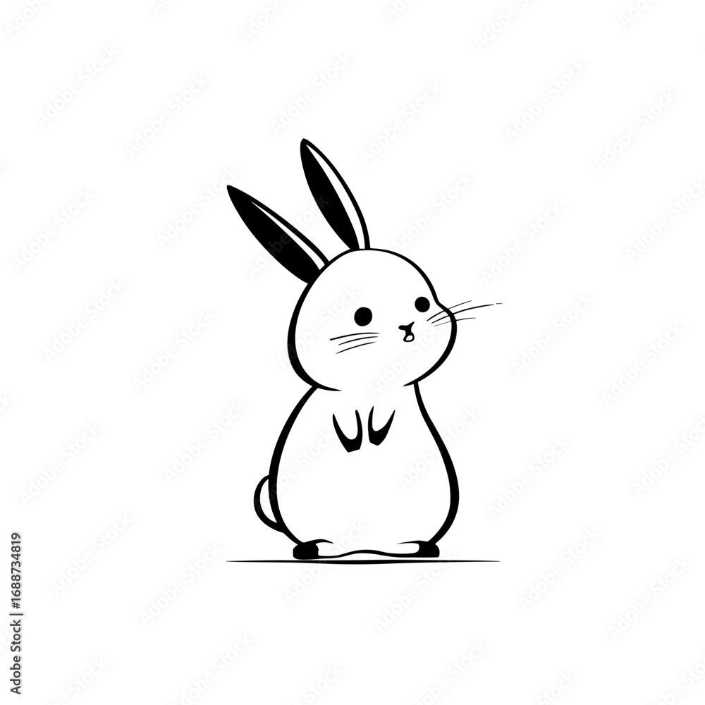 Fototapeta premium rabbit. rabbit simple black and white line art vector logo