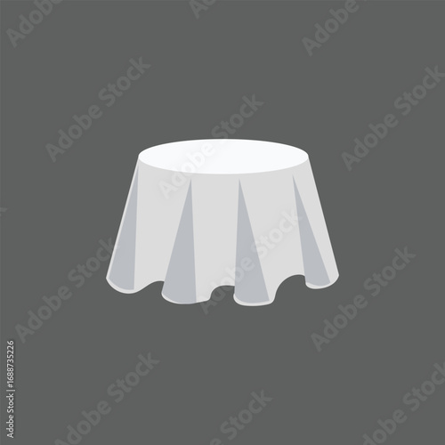 Round Table with White Tablecloth – Restaurant, Banquet, and Event Decoration Vector Illustration