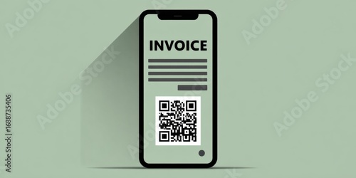 Digital invoice displayed on a mobile phone screen with a QR code for easy access and payment processing