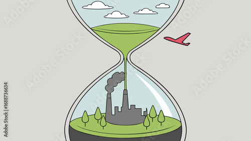 Hourglass of environmental change and industrial impact