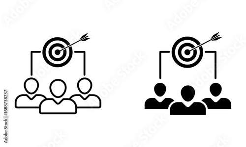 business group and teamwork with goal target, illustration of teamwork goal and achievement icon vector