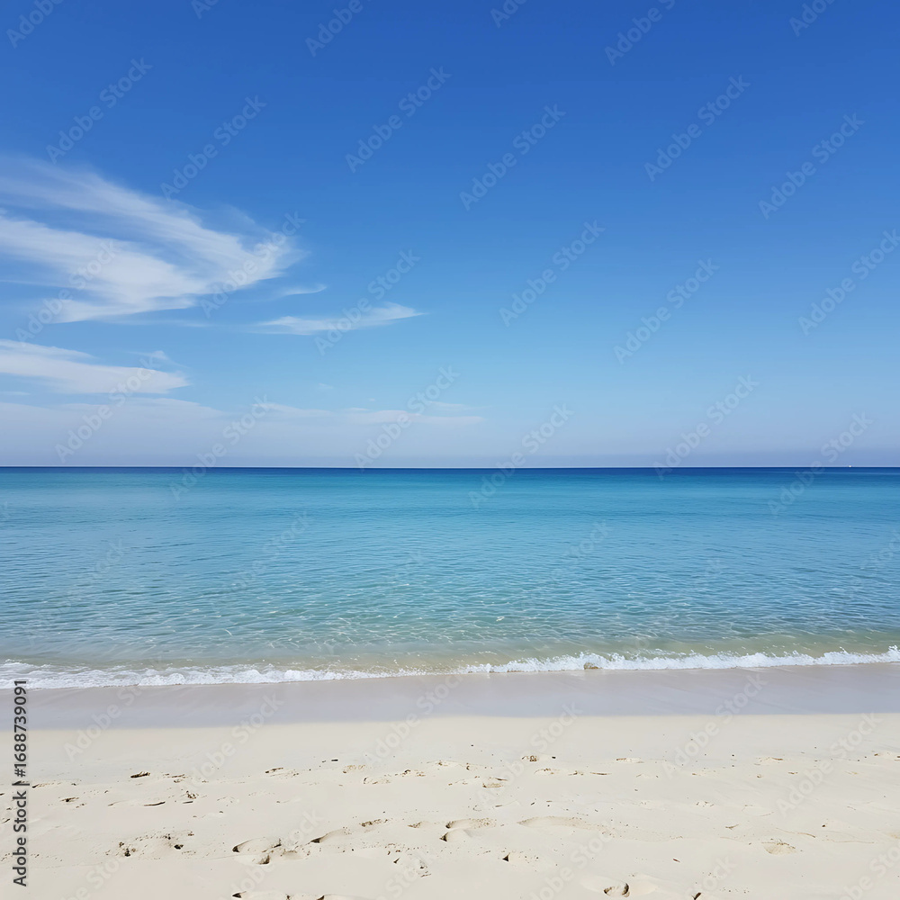 Fototapeta premium Calm Beach at Sunset/Sunrise with Gentle Waves ai generated