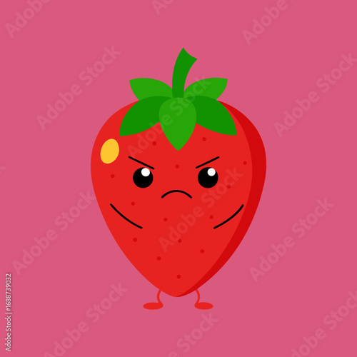 angry scowling strawberry arms crossed fruit art