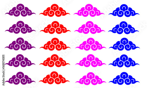 Mega Mendung Cirebon Cloud Motif Spiritual Symbolism | Traditional Indonesian Batik Pattern Silhouette Vector