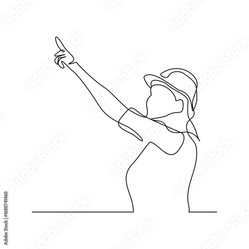 Continuous line drawing of standing building construction worker and engineering woman. One line art of architect or engineer mechanic. Vector illustration editable stroke