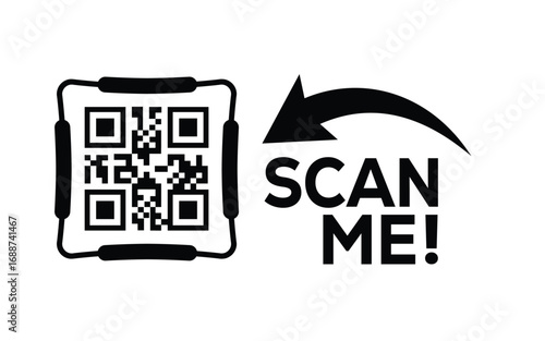 Scan QR code icon. Digital scanning qr code. QR code scan for smartphone. Scan Here text on top of the qr code