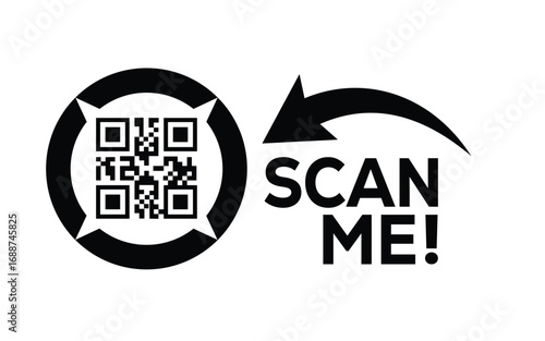 QR code scan icon set. Scan me frame. QR code scan for smartphone. QR code for mobile app, payment and identification. Vector illustration.