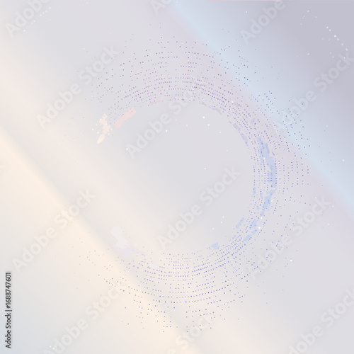 Vector concentric halo rings with speckled halftone dust lavender and apricot gradients