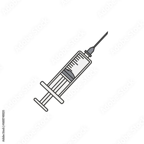 A simple line drawing of a medical syringe.