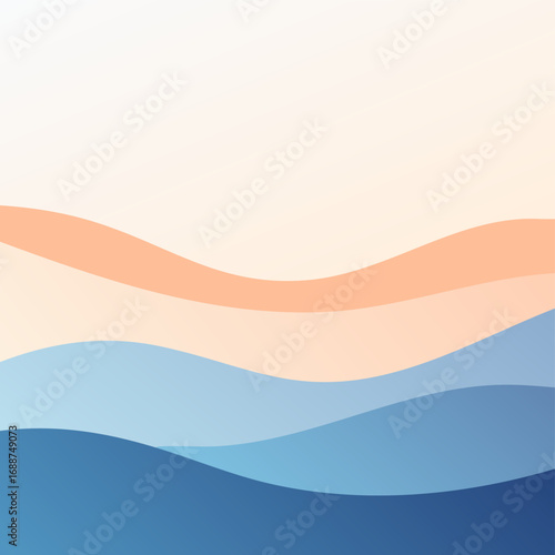 Vector minimal landscape of rolling mountains layered in soft gradient bands balanced horizon design