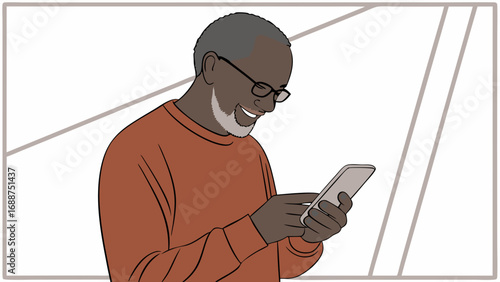 Happy senior man using smartphone mobile phone technology digital communication older adult social media online communication internet access modern technology cellphone wireless technology communica.