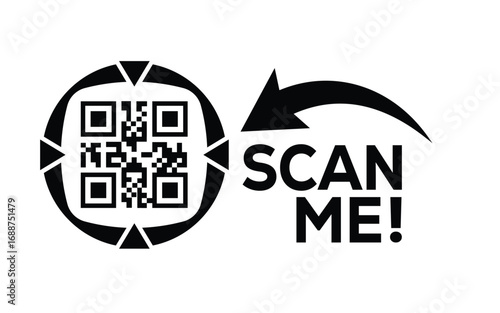 QR code scan icon set. Scan me frame. QR code scan for smartphone. QR code for mobile app, payment and identification. Vector illustration.