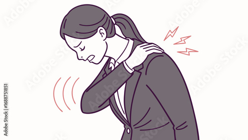 Illustration of a Person Experiencing Upper Back Pain or Shoulder Pain.