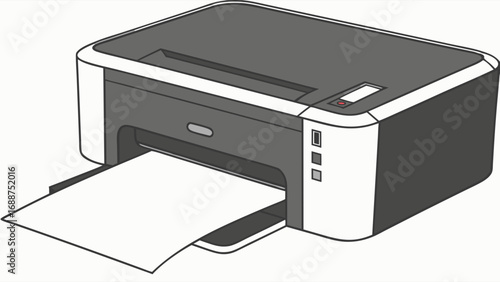 Inkjet Printer Office Equipment Printing Device Document Printing Home Office Supplies Technology Illustration Graphic Design Element Digital Device Paper Output Printer Icon Simple Printer Design Fl.