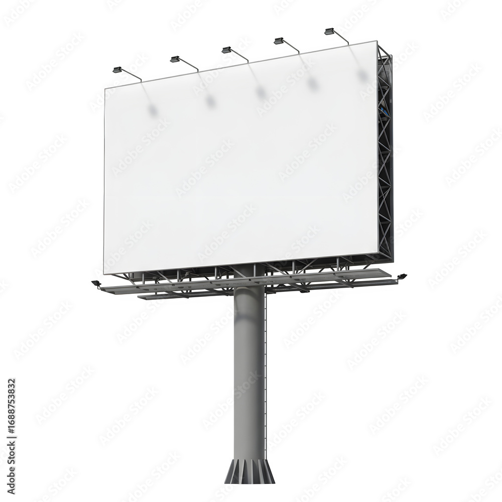Obraz premium A large, blank billboard with a clean white background and bold black lettering isolated on white or transparent background.PNG format.