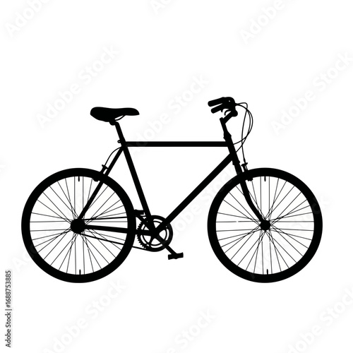 Black bicycle silhouette isolated on white background
