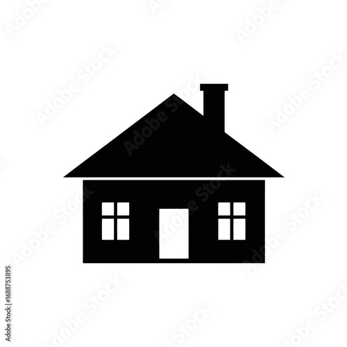 Simple house silhouette isolated on white background