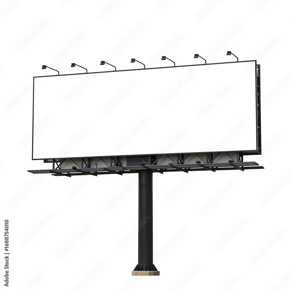 Obraz premium A large, blank billboard with a clean white background and bold black lettering isolated on white or transparent background.PNG format.