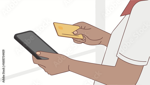 Online Payment Mobile Banking Credit Card Transaction Smartphone E-commerce Illustration.