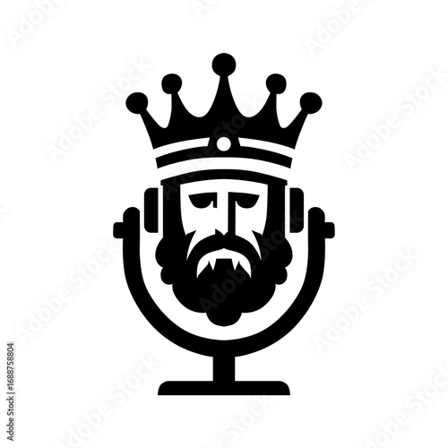 King with Crown and Microphone Logo
