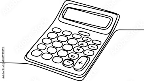 Continuous Line Art A Minimalist Calculator Illustration with Sleek Design