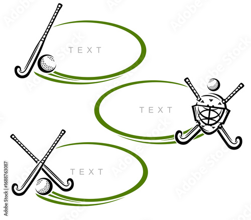 Hockey field labels and icons set. Collection icons hockey field . Vector