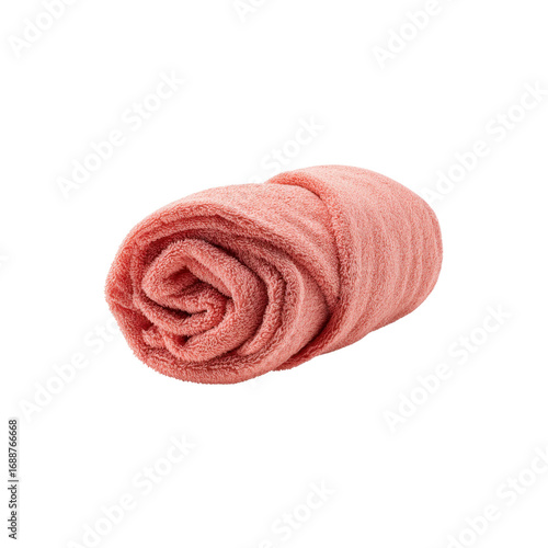 Rolled Dusty Rose Fleece Blanket on White Background