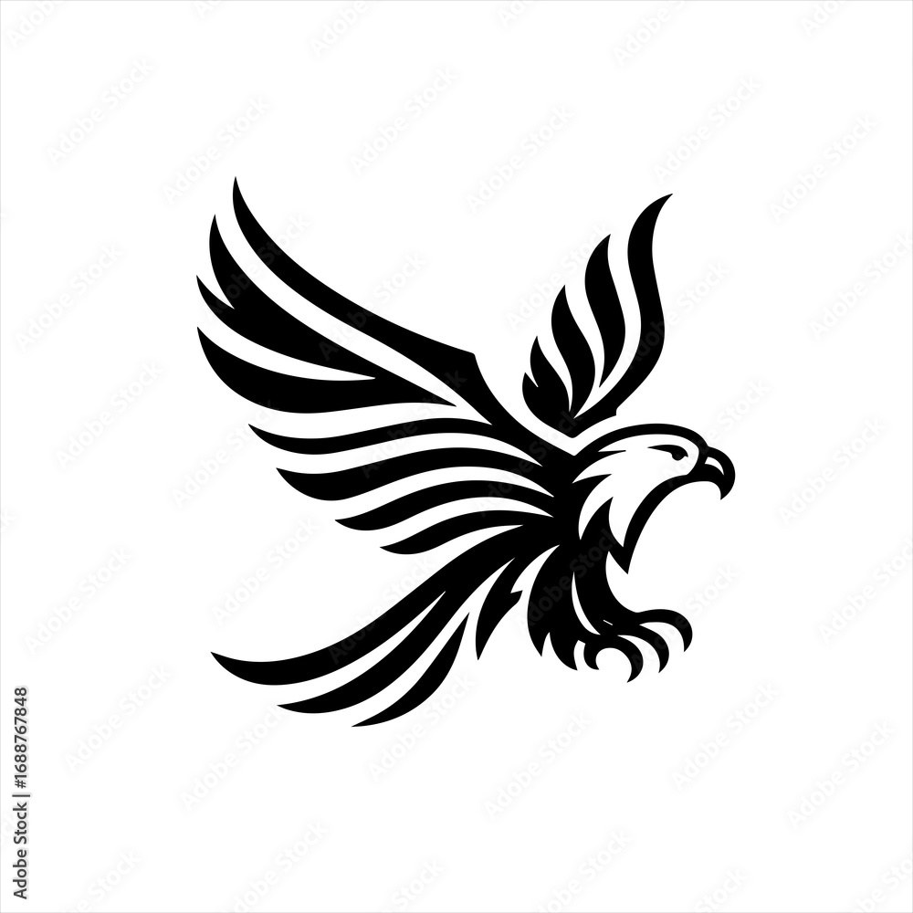 Obraz premium Stylized black eagle emblem in flight