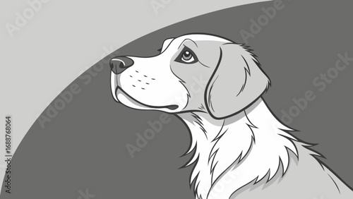 Dog illustration of a beagle looking up with a gray background vector art for pet lovers and animal fans