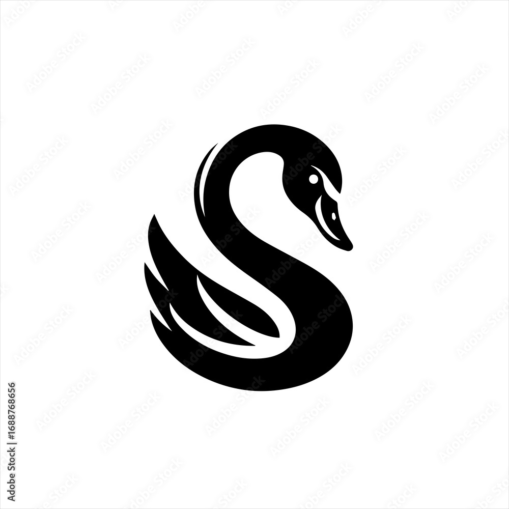 Obraz premium Elegant black swan silhouette logo design