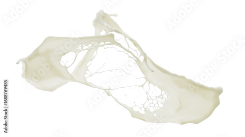 close up of a white chocolate milk splash isolate on white backgrond. 3d render.