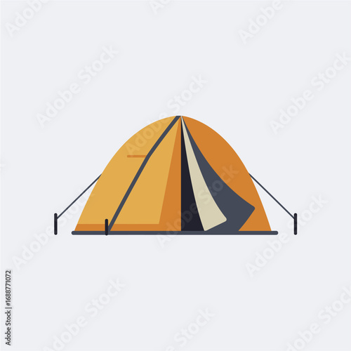 Simple illustration of a yellow and orange camping tent set up for outdoor adventures.