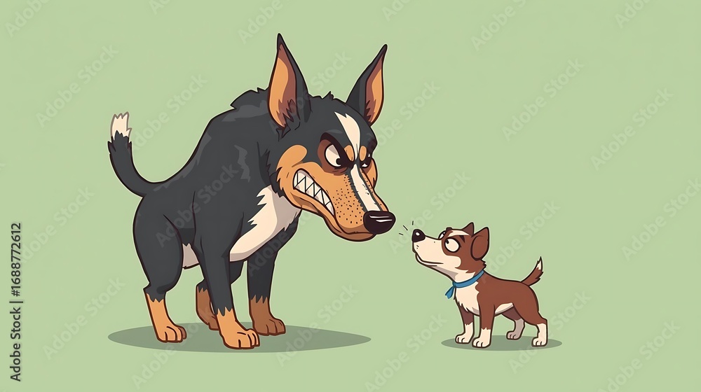 Naklejka premium Adorable Two Dogs Friendly Interaction Between Large and Small Breeds